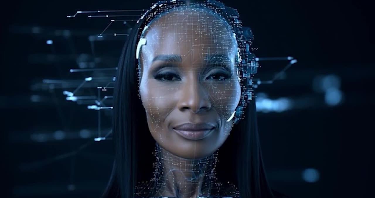 A digital AI portrait, from the Avatar showreel